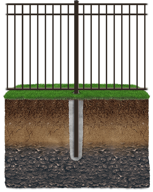 Detailed view of aluminum fence panel and post