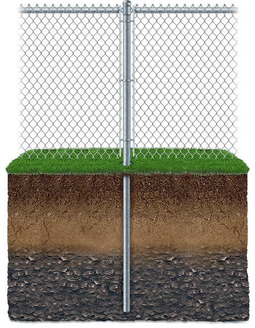 Detailed view of chain-link fence panel and post