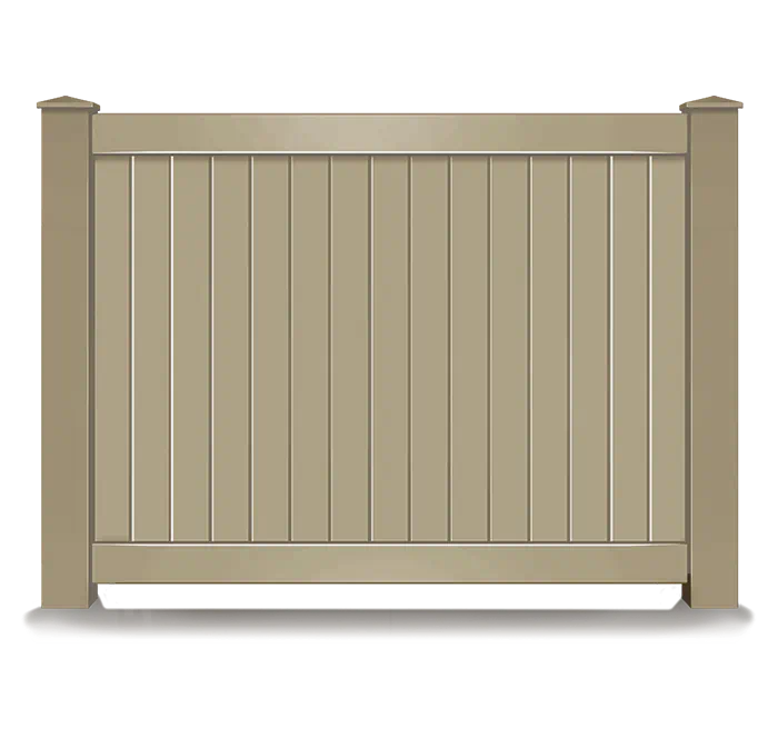 Tan solid vinyl privacy fence panel